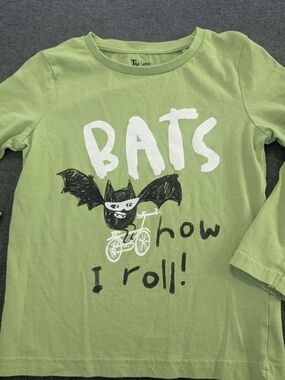 Tu Kids Green 'Bats How I Roll' Long Sleeve Tee